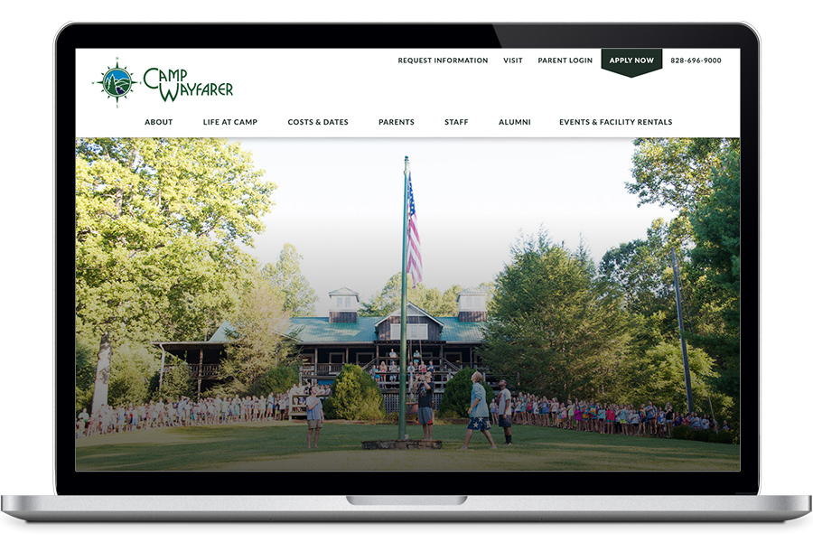 Camp Wayfarer website - responsive web design