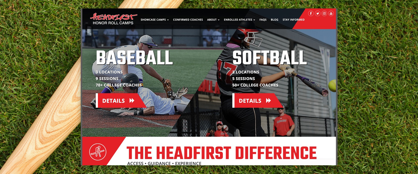 camp website design for baseball players