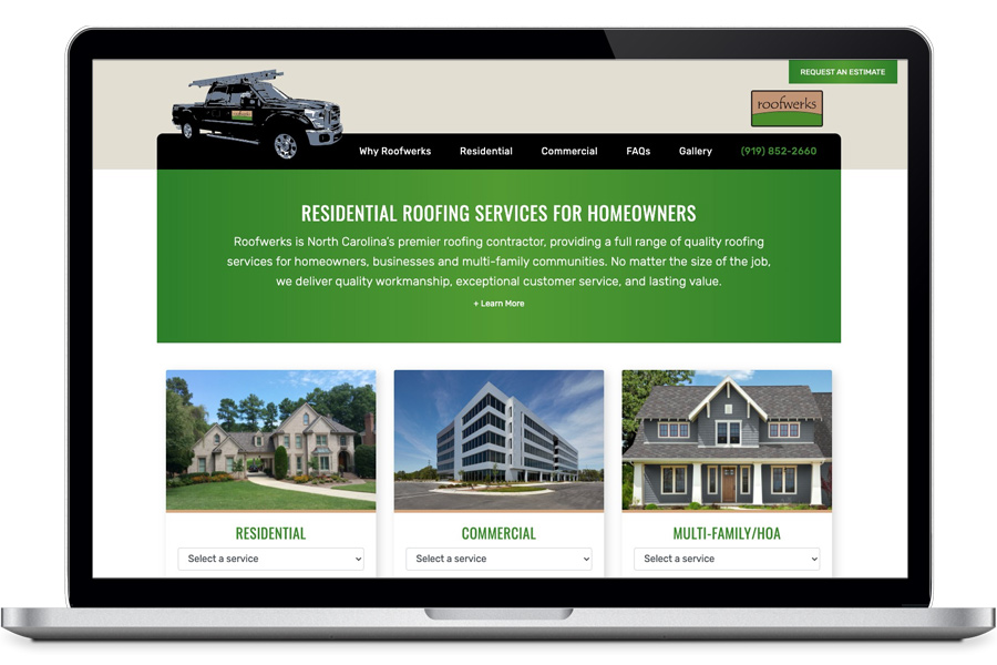 Roofing company websites - web design services raleigh nc
