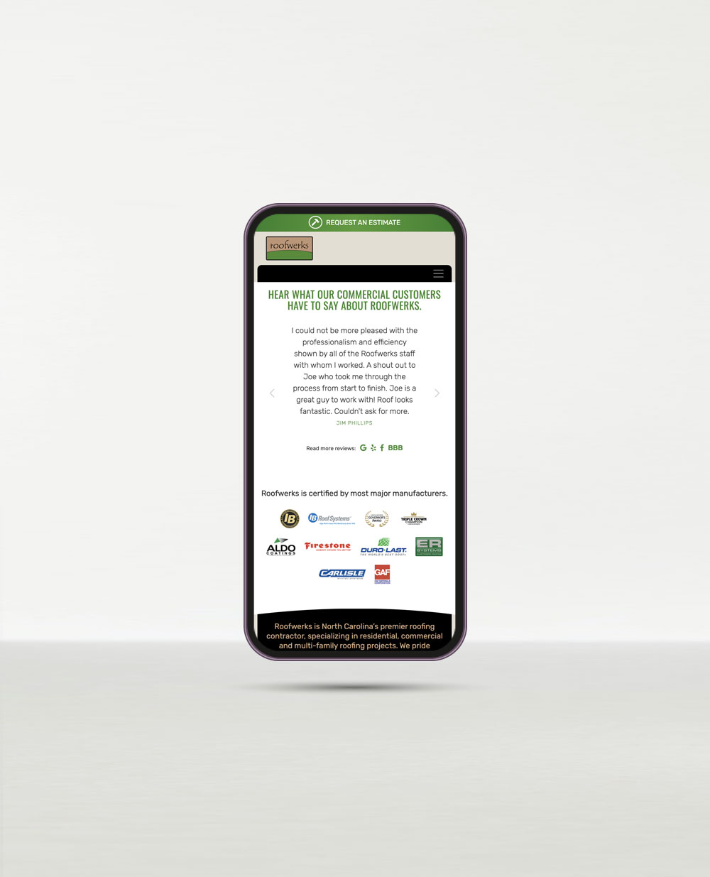 mobile website design for roofers