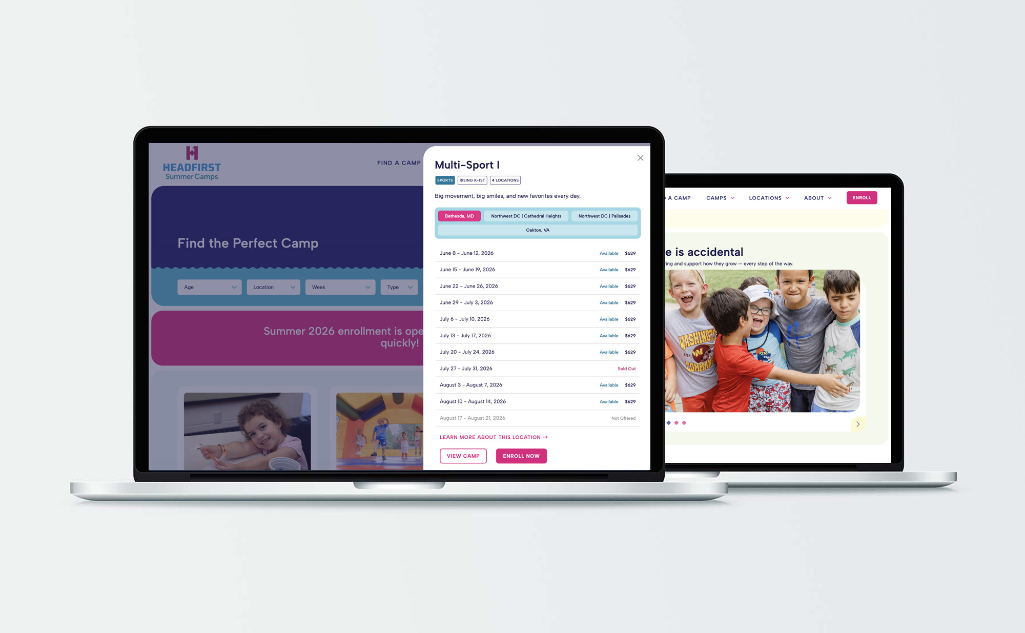 kids day camp website design